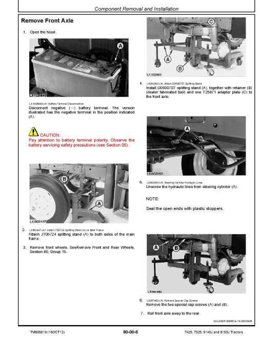 John Deere 6140J, 6155J, 7425 and 7525 Tractors (Mexica) Repair Manual (TM605819) John Deere 6140J, 6155J, 7425 and 7525 Tractors (Mexica) Repair Manual (TM605819)