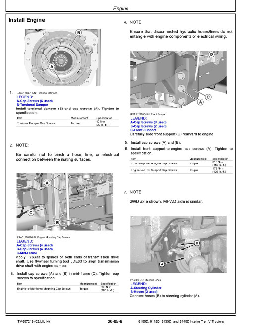 John Deere 6105D, 6115D, 6130D and 6140D iT4 Tractors (North America, SN. from 050000) Repair Manual (TM607219) John Deere 6105D, 6115D, 6130D and 6140D iT4 Tractors (North America, SN. from 050000) Repair Manual (TM607219)