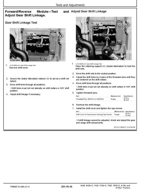 John Deere 6155J, 6155JH, 6425, 6425HC, 7425, 7425HC, 7525 and 7525HC Tractors (Mexica, up to MY15) Operation and Test Manual (TM608319) John Deere 6155J, 6155JH, 6425, 6425HC, 7425, 7425HC, 7525 and 7525HC Tractors (Mexica, up to MY15) Operation and Test Manual (TM608319)