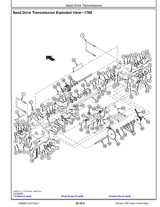 John Deere 1745 and 1755 Planters Frame Repair Manual (TM609219)