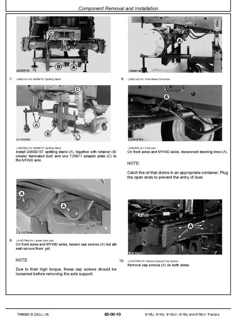 John Deere 6105J, 6140J, 6140JH, 6155J and 6155JH Tractors (MY15-17) Repair Manual (TM609319) John Deere 6105J, 6140J, 6140JH, 6155J and 6155JH Tractors (MY15-17) Repair Manual (TM609319)