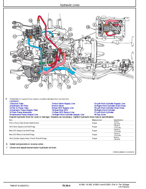 John Deere 6100E, 6105EH, 6110E, 6115E, 6120EH, 6125E and 6130E Tractors Repair Manual (TM610719) John Deere 6100E, 6105EH, 6110E, 6115E, 6120EH, 6125E and 6130E Tractors Repair Manual (TM610719)