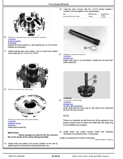 John Deere 6105J, 6140J, 6140JH, 6155J and 6155JH Tractors (SN: 010000-019999) Repair Manual (TM611019) John Deere 6105J, 6140J, 6140JH, 6155J and 6155JH Tractors (SN: 010000-019999) Repair Manual (TM611019)