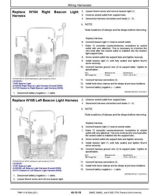 John Deere 5090E, 5090EL and 5100E (SN: 070000-) FT4 Tractors (North America) Repair Manual (TM611419) John Deere 5090E, 5090EL and 5100E (SN: 070000-) FT4 Tractors (North America) Repair Manual (TM611419)
