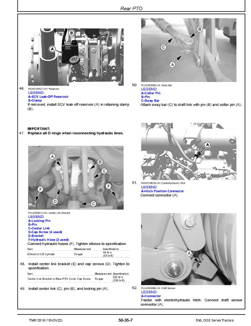 John Deere 5105ML, 5120ML and 5130ML OOS Series FT4 Tractors (North America) Repair Manual (TM612019) John Deere 5105ML, 5120ML and 5130ML OOS Series FT4 Tractors (North America) Repair Manual (TM612019)