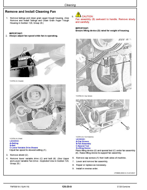 John Deere C120 Combines (Asia) Technical Manual (TM703019) John Deere C120 Combines (Asia) Technical Manual (TM703019)
