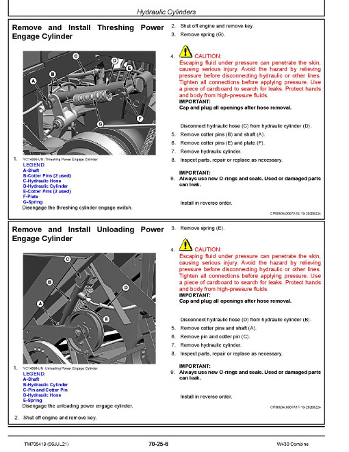 John Deere W430 (SN. from 035001) Combines (Export Edition) Repair Manual (TM705419) John Deere W430 (SN. from 035001) Combines (Export Edition) Repair Manual (TM705419)