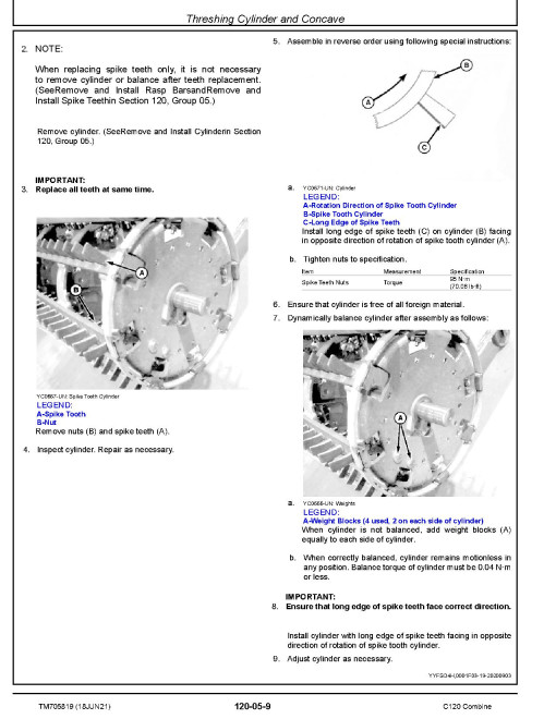 John Deere C120 (SN. from 020000) Combines (Asia) Repair Manual (TM705819) John Deere C120 (SN. from 020000) Combines (Asia) Repair Manual (TM705819)