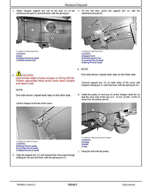 John Deere R230 Combines (Asia) Repair Manual (TM706019) John Deere R230 Combines (Asia) Repair Manual (TM706019)