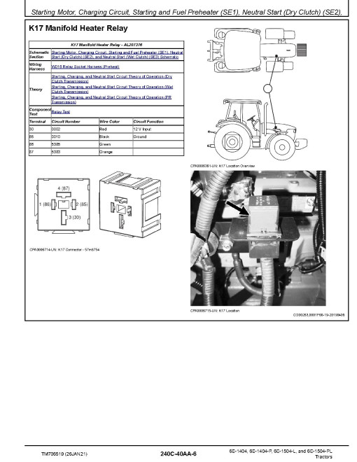 John Deere 6E-1404, 6E-1404-P, 6E-1504-L and 6E-1504-PL Tractors (Asia) Diagnostic Manual (TM706519) John Deere 6E-1404, 6E-1404-P, 6E-1504-L and 6E-1504-PL Tractors (Asia) Diagnostic Manual (TM706519)
