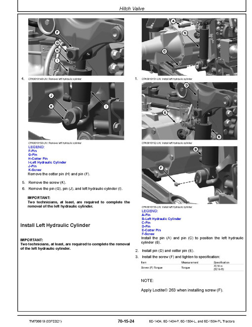 John Deere 6E-1404, 6E-1404-P, 6E-1504-L and 6E-1504-PL Tractors (Asia) Repair Manual (TM706619) John Deere 6E-1404, 6E-1404-P, 6E-1504-L and 6E-1504-PL Tractors (Asia) Repair Manual (TM706619)