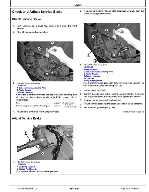 John Deere R230 NR4 Combines (Asia) Repair Manual (TM706919) John Deere R230 NR4 Combines (Asia) Repair Manual (TM706919)