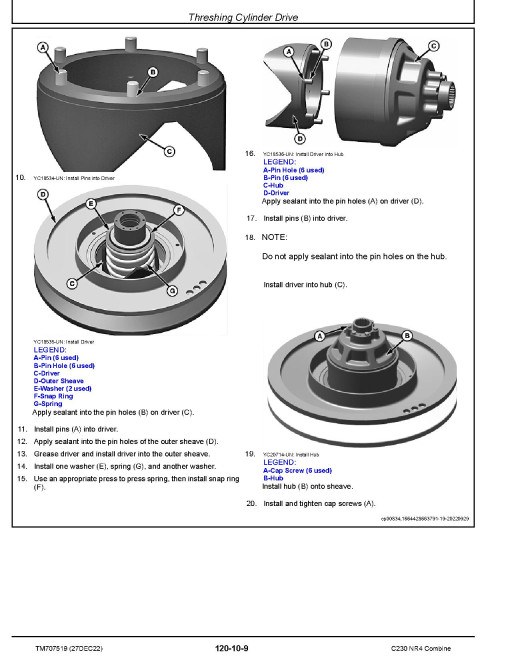 John Deere C230 NR4 Combines (China) Repair Manual (TM707519) John Deere C230 NR4 Combines (China) Repair Manual (TM707519)