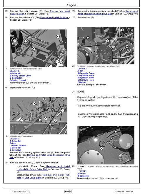 John Deere C230 NR4 Combines (China) Repair Manual (TM707519) John Deere C230 NR4 Combines (China) Repair Manual (TM707519)