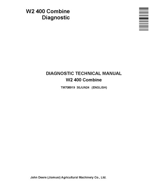 John Deere W2 400 Combines Diagnostic Manual (TM708919)