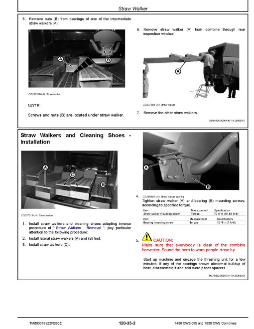 John Deere 1450 CWS and 1550 CWS (SN. from 060063) Combines (CIS) Repair Manual (TM800019) John Deere 1450 CWS and 1550 CWS (SN. from 060063) Combines (CIS) Repair Manual (TM800019)