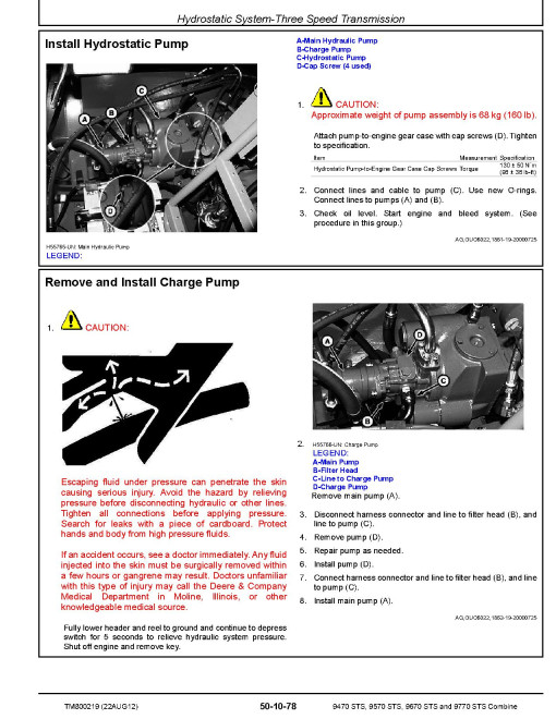 John Deere 9470 STS, 9570 STS, 9670 STS and 9770 STS Combines (South America) Repair Manual (TM800219) John Deere 9470 STS, 9570 STS, 9670 STS and 9770 STS Combines (South America) Repair Manual (TM800219)