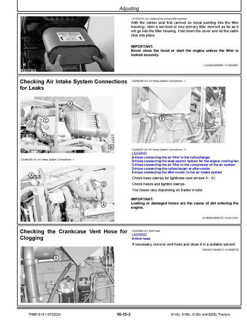 John Deere 6145J, 6165J, 6180J and 6205J Tractors Repair Manual (TM801519) John Deere 6145J, 6165J, 6180J and 6205J Tractors Repair Manual (TM801519)