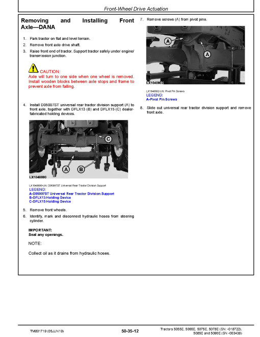 John Deere 5055E, 5065E, 5075E, 5078E (SN. up to 018722) 5085E and 5090E (SN. up to 003438) Tractors (South America) Repair Manual (TM801719) John Deere 5055E, 5065E, 5075E, 5078E (SN. up to 018722) 5085E and 5090E (SN. up to 003438) Tractors (South America) Repair Manual (TM801719)