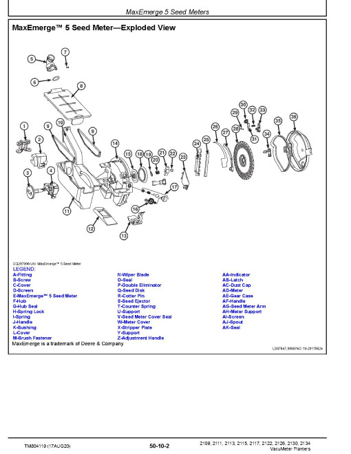 John Deere 2109, 2111, 2113, 2115, 2117, 2122, 2126, 2130 and 2134 VacuMeter™ Planters (South America, SN: 100000-140999) Repair Manual (TM804119) John Deere 2109, 2111, 2113, 2115, 2117, 2122, 2126, 2130 and 2134 VacuMeter™ Planters (South America, SN: 100000-140999) Repair Manual (TM804119)