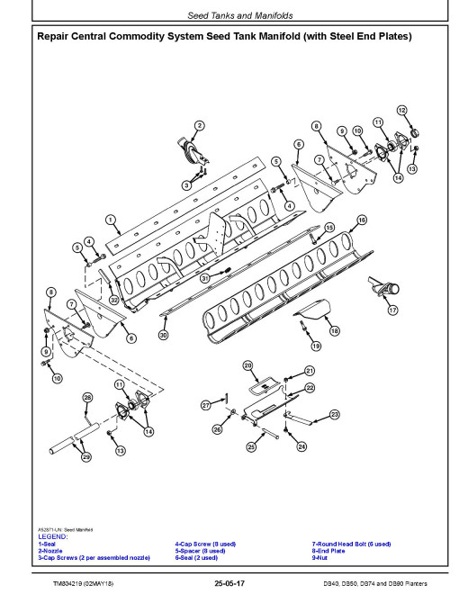 John Deere DB40, DB50, DB74 and DB90 Planters (South America) Repair Manual (TM804219)