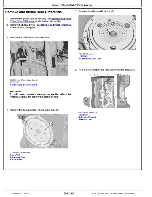 John Deere 6135J, 6150J, 6170J, 6190J and 6210J Tractors (SN. up to 599999) Repair Manual (TM804919) John Deere 6135J, 6150J, 6170J, 6190J and 6210J Tractors (SN. up to 599999) Repair Manual (TM804919)