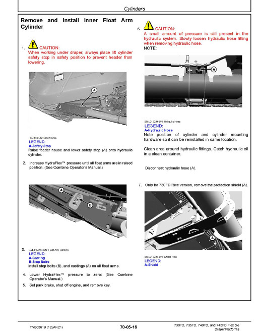 John Deere 730FD, 735FD, 740FD and 745FD Flexible Draper Platforms (South America) Repair Manual (TM805619) John Deere 730FD, 735FD, 740FD and 745FD Flexible Draper Platforms (South America) Repair Manual (TM805619)