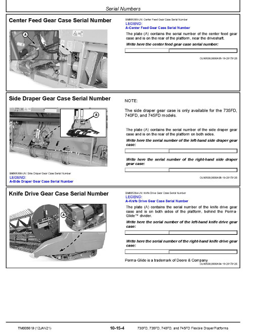 John Deere 730FD, 735FD, 740FD and 745FD Flexible Draper Platforms (South America) Repair Manual (TM805619) John Deere 730FD, 735FD, 740FD and 745FD Flexible Draper Platforms (South America) Repair Manual (TM805619)