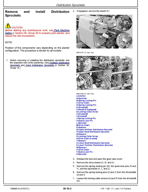John Deere 1107, 1109, 1111 and 1113 Planters (SN. from 130100) Repair Manual (TM808019)