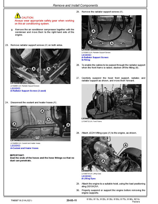 John Deere 6100J, 6115J, 6125J, 6135J, 6150J, 6170J, 6190J and 6210J Tractors (South America, SN. from 600000) Repair Manual (TM808719) John Deere 6100J, 6115J, 6125J, 6135J, 6150J, 6170J, 6190J and 6210J Tractors (South America, SN. from 600000) Repair Manual (TM808719)