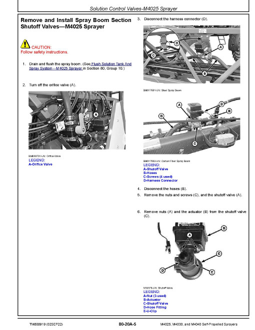John Deere M4025, M4030 and M4040 Self-Propelled Sprayers Repair Manual (TM808919) John Deere M4025, M4030 and M4040 Self-Propelled Sprayers Repair Manual (TM808919)