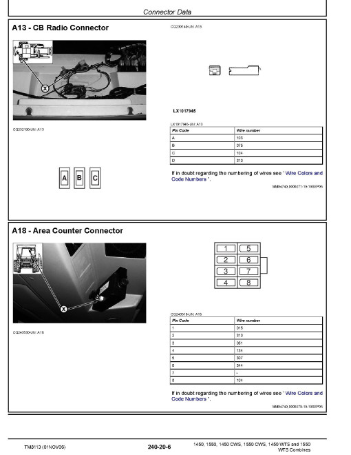 John Deere 1450, 1450 CWS, 1450 WTS, 1550, 1550 CWS and 1550 WTS Combines (SN: 054551-070000) Operation and Test Manual (TM8113) John Deere 1450, 1450 CWS, 1450 WTS, 1550, 1550 CWS and 1550 WTS Combines (SN: 054551-070000) Operation and Test Manual (TM8113)