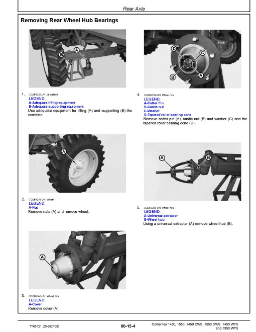 John Deere 1450, 1450 CWS, 1450 WTS, 1550, 1550 CWS CIS and 1550 WTS Combines (SN. from 054551) Repair Manual (TM8121) John Deere 1450, 1450 CWS, 1450 WTS, 1550, 1550 CWS CIS and 1550 WTS Combines (SN. from 054551) Repair Manual (TM8121)