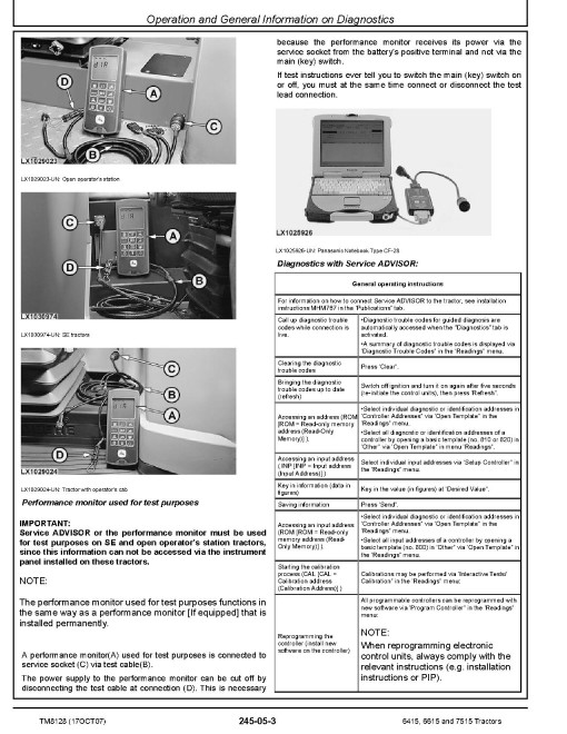 John Deere 6415, 6615 and 7515 Tractors Diagnostic Manual (TM8128) John Deere 6415, 6615 and 7515 Tractors Diagnostic Manual (TM8128)