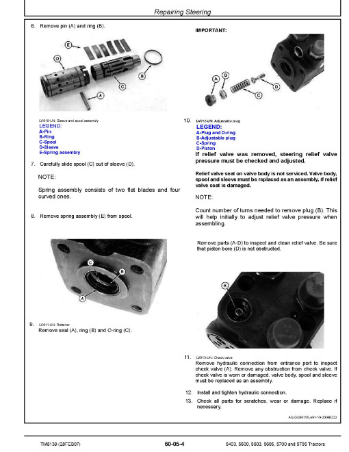 John Deere 5403, 5600, 5603, 5605, 5700 and 5705 Tractors (PIN Prefix: CQ) Repair Manual (TM8139) John Deere 5403, 5600, 5603, 5605, 5700 and 5705 Tractors (PIN Prefix: CQ) Repair Manual (TM8139)