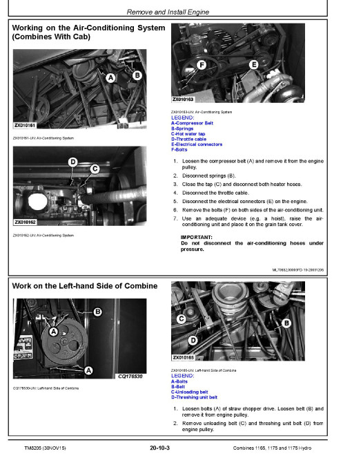John Deere 1165, 1175 and 1175 Hydro Combines (South America) Repair Manual (TM8205) John Deere 1165, 1175 and 1175 Hydro Combines (South America) Repair Manual (TM8205)