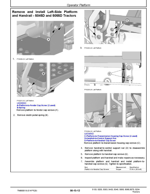 John Deere 5045D/E, 5055D/E, 5065E, 5075E, 5103, 5203, 5204, 5303 and 5403 Tractors (USA, Australia, Latin America) Technical Manual (TM900019) John Deere 5045D/E, 5055D/E, 5065E, 5075E, 5103, 5203, 5204, 5303 and 5403 Tractors (USA, Australia, Latin America) Technical Manual (TM900019)