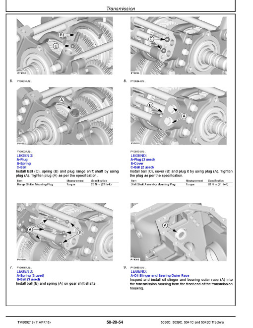 John Deere 5036C, 5039C, 5041C and 5042C Tractors (Indian) Repair Manual (TM900219) John Deere 5036C, 5039C, 5041C and 5042C Tractors (Indian) Repair Manual (TM900219)