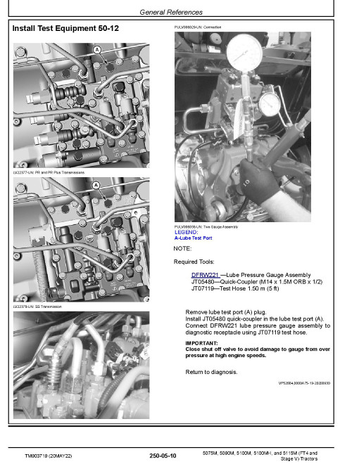 John Deere 5075M, 5090M, 5100M, 5100MH and 5115M FT4 and Stage V Tractors (Export Edition) Diagnostic Manual (TM903719) John Deere 5075M, 5090M, 5100M, 5100MH and 5115M FT4 and Stage V Tractors (Export Edition) Diagnostic Manual (TM903719)