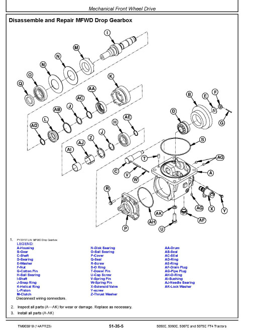 John Deere 5050E, 5060E, 5067E and 5075E Tractors (North America, from MY2023) Repair Technical Manual (TM903919)