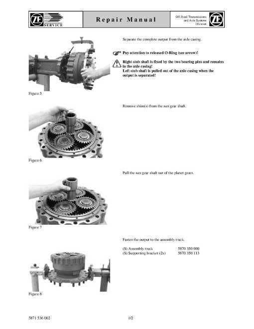 ZF-Multitrac MT–S 3085 Front Axles Component Technical Manual (CTM366)