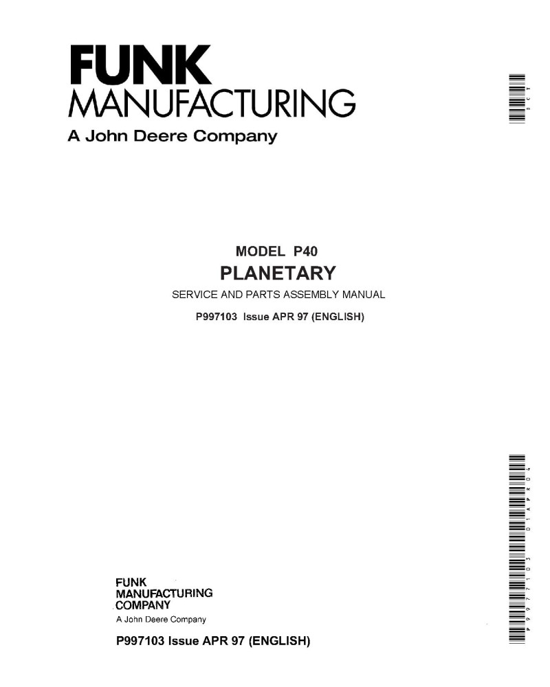 John Deere P40 Planetary Transmission Servece and Parts Assembly Manual (P997103)