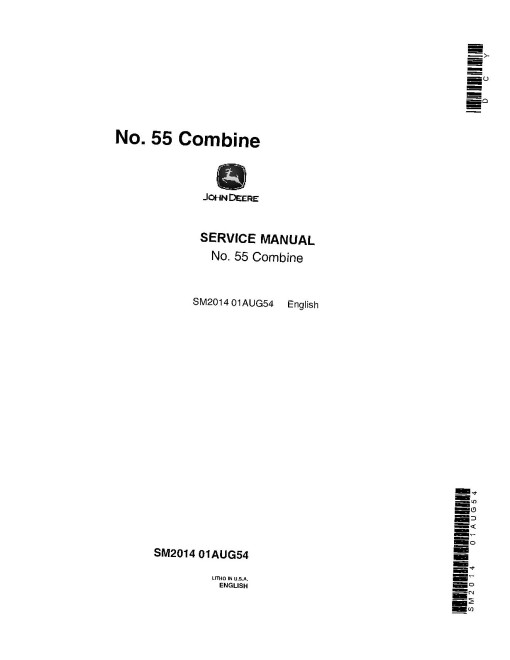 John Deere 55 Combines Technical Manual (SM2014)