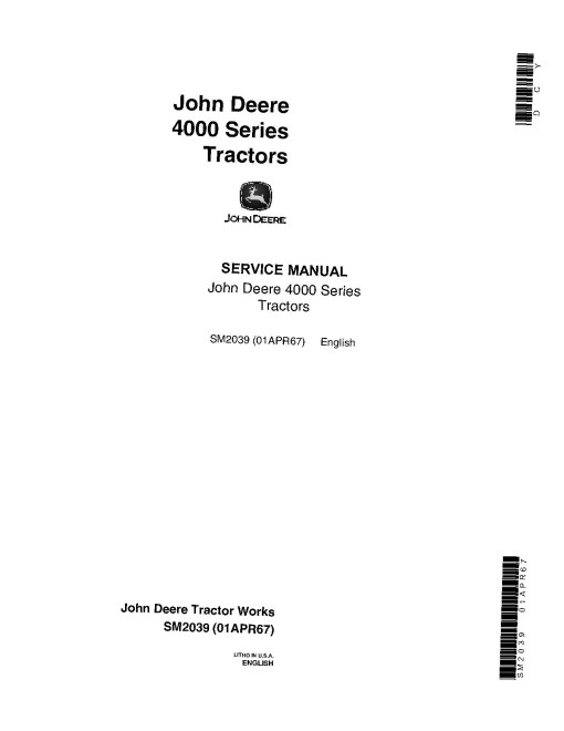 John Deere 4010 and 4020 Tractors Service Manual (sm2039) John Deere 4010 and 4020 Tractors Service Manual (sm2039)