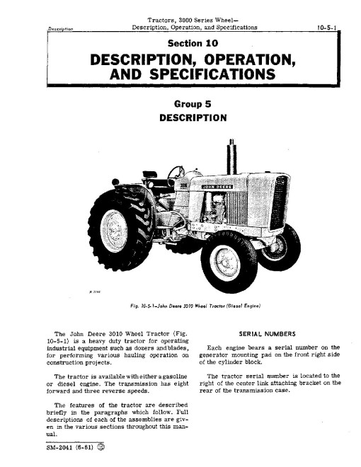 John Deere 3010 Tractors Service Manual (sm2041) John Deere 3010 Tractors Service Manual (sm2041)