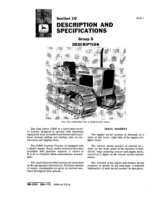 John Deere JD450 Crawler Tractors and JD450 Crawler Loaders Service Manual (SM2064) John Deere JD450 Crawler Tractors and JD450 Crawler Loaders Service Manual (SM2064)