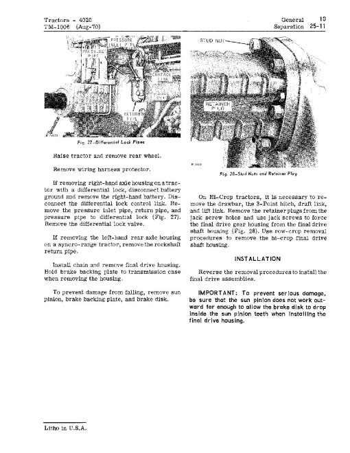 John Deere 4000 and 4020 Tractors Technical Manual (tm1006) John Deere 4000 and 4020 Tractors Technical Manual (tm1006)