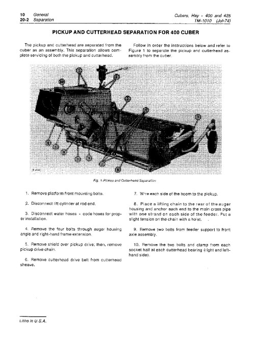 John Deere 400 and 425 Hay Cubers Technical Manual (TM1010) John Deere 400 and 425 Hay Cubers Technical Manual (TM1010)