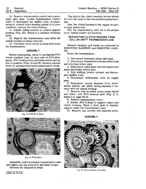 John Deere 500B Backhoe Loaders Technical Manual (TM1024)