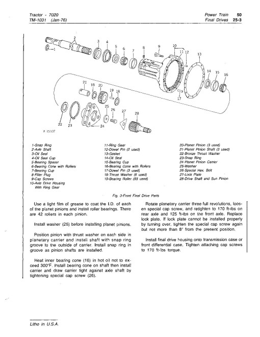 John Deere 7020 Tractors Technical Manual (TM1031) John Deere 7020 Tractors Technical Manual (TM1031)